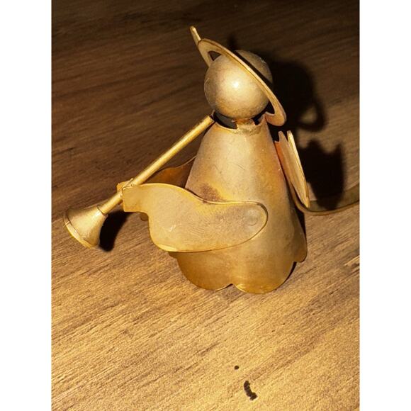 Angel Candle Snuffer Gold Plated On Brass Angel Halo Trumpet Curved Handle VTG - Picture 11 of 11